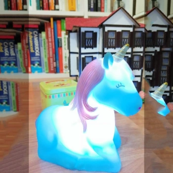 Dekoratif Unicorn Renk Değiştiren Pilli Led Gece Lambası (Mavi)