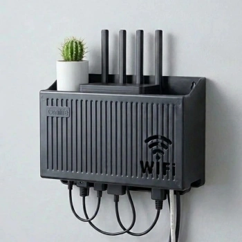 Duvar Tipi Wi-Fi Modem Saklama Kutusu(Siyah) – Kablo Düzenleyici Router Raf Organizer