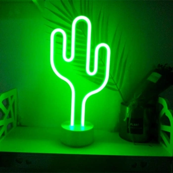 Kaktüs Dekoratif Neon Led Masa Ve Duvar Lambası Gece Lambası