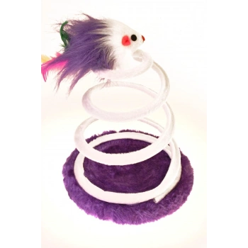 Tahta Tabanlı Peluşlu Hareketli Yaylı Eğlenceli Kedi Oyuncağı