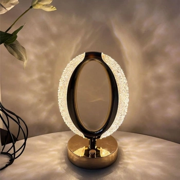 Yuvarlak Model USB Şarjlı Dokunmatik 3Farklı Işık Modlu Masa Üstü Kristal Akrilik Lamba Led