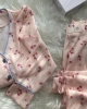 İpek saten çiçekli pijama takımı