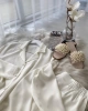Beyaz Yaka ve kol dantel detaylı pijama takımı