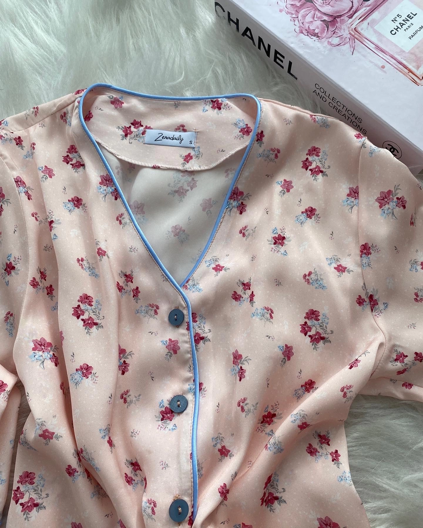 İpek saten çiçekli pijama takımı