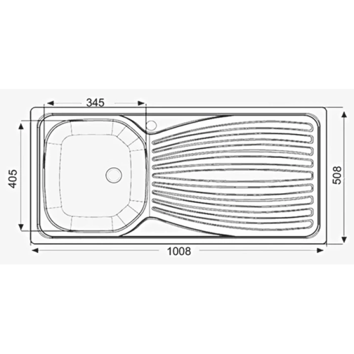 Evye Merkezi 508mmx1008mm Tek Gözlü Damlalıklı Evye
