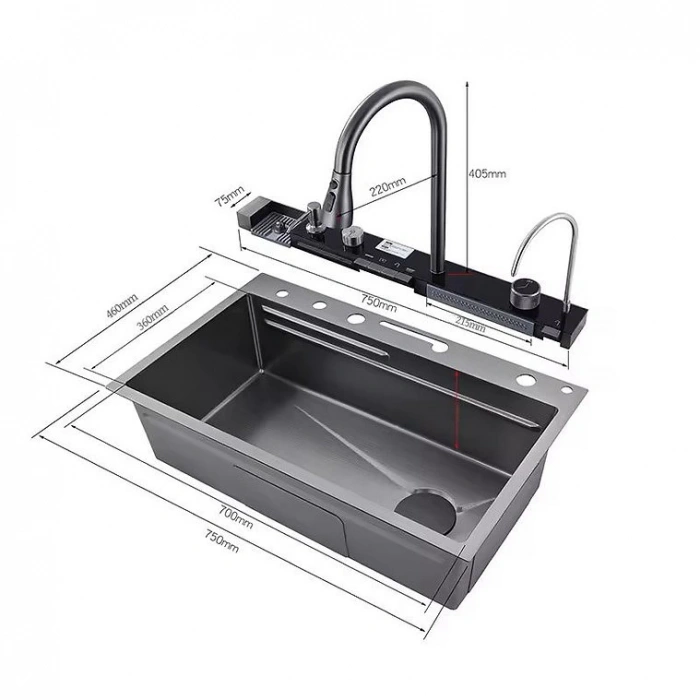 Özel Çok Fonksiyonlu Dijital Şelale Eviye