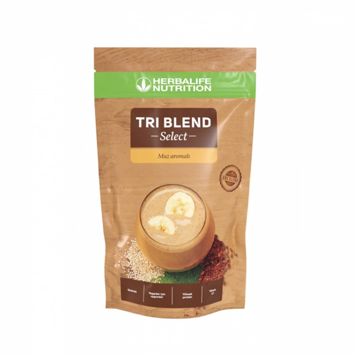 Tri Blend-Select Vegan Muz Aromalı Shake -Protein ve Lif İçeceği 600 gr Glutensiz