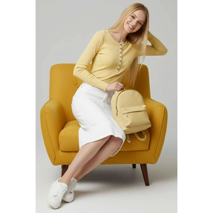 Çıtçıt Detaylı Bluz Sarı T4343