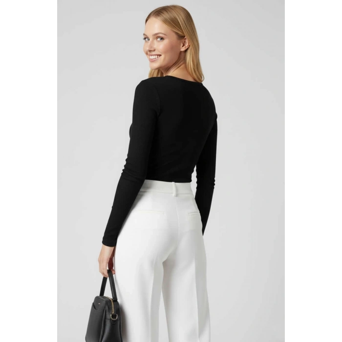 Çıtçıt Detaylı Bluz Siyah T4343