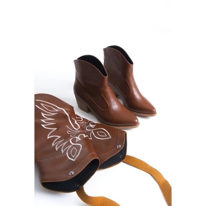 Jilla Taba Cilt Tak Çıkar Topuklu Bot Ve Çizme