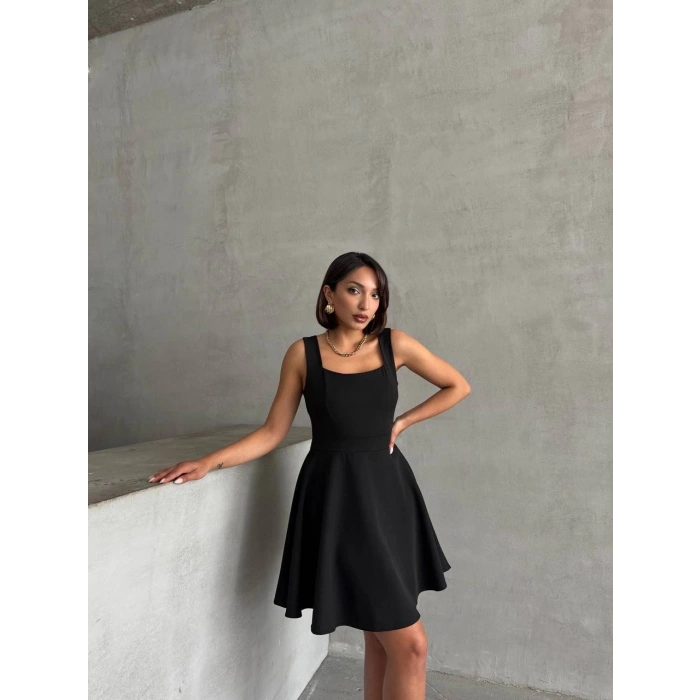 Kadın kare yaka kısa elbise s251188