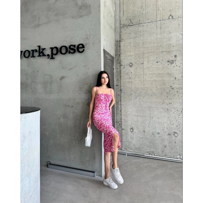 Kaşkorse Desenli askılı elbise