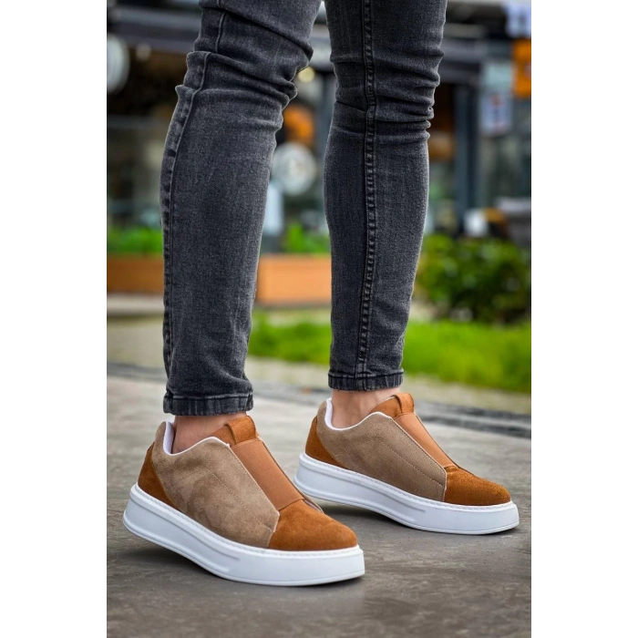 KB-007  Kuback  Vizon Taba Yüksek Taban Tek Bant Bağcıksız Günlük Erkek Ayakkabı