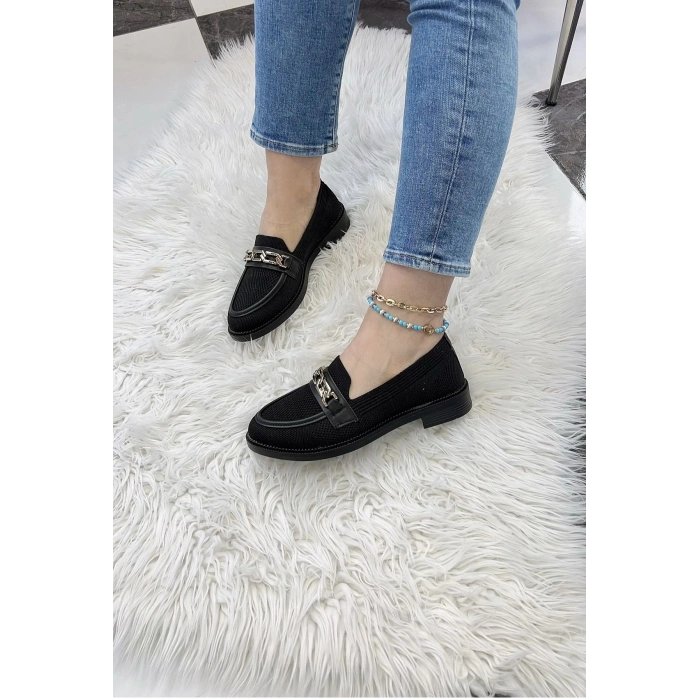 KB-021 Kuback Siyah Triko Siyah Taban U Toka  Günlük Kadın Ayakkabı