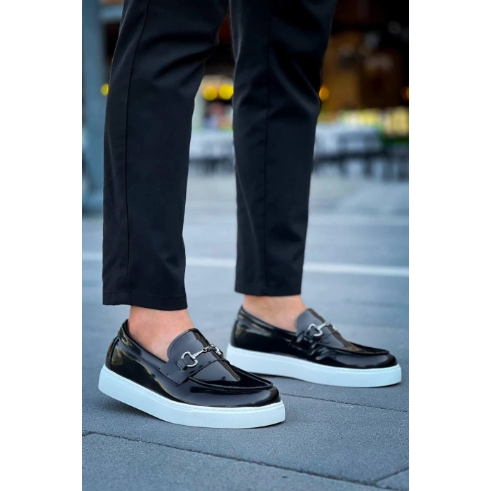 KB-027  Kuback Bağcıksız Siyah Rugan G Günlük Erkek Ayakkabı