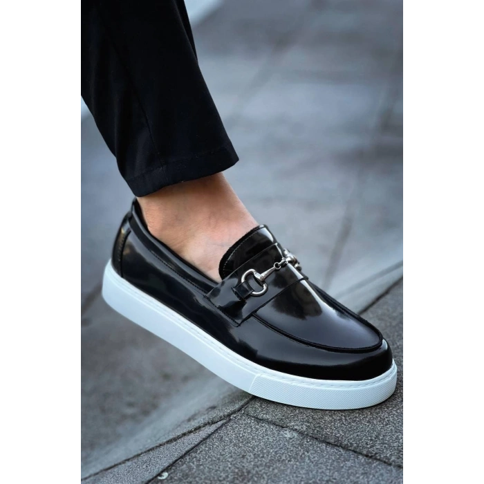 KB-027  Kuback Bağcıksız Siyah Rugan G Günlük Erkek Ayakkabı