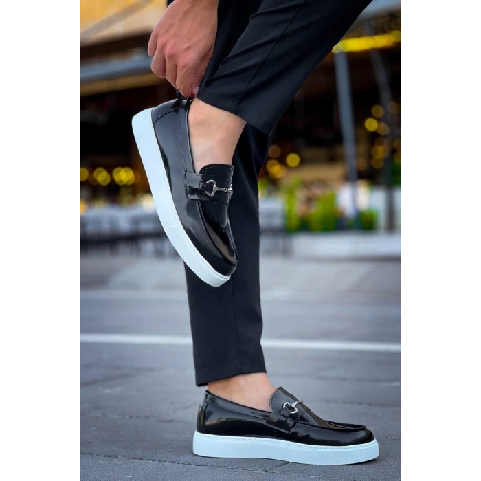 KB-027  Kuback Bağcıksız Siyah Rugan G Günlük Erkek Ayakkabı