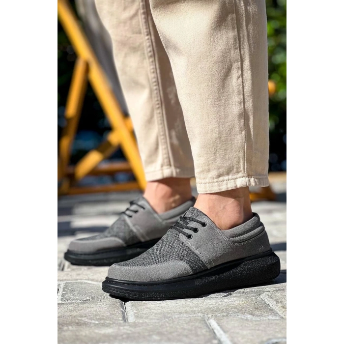 KB-042  Kuback Bağcıklı Gri Siyah Taban Günlük Erkek Ayakkabı