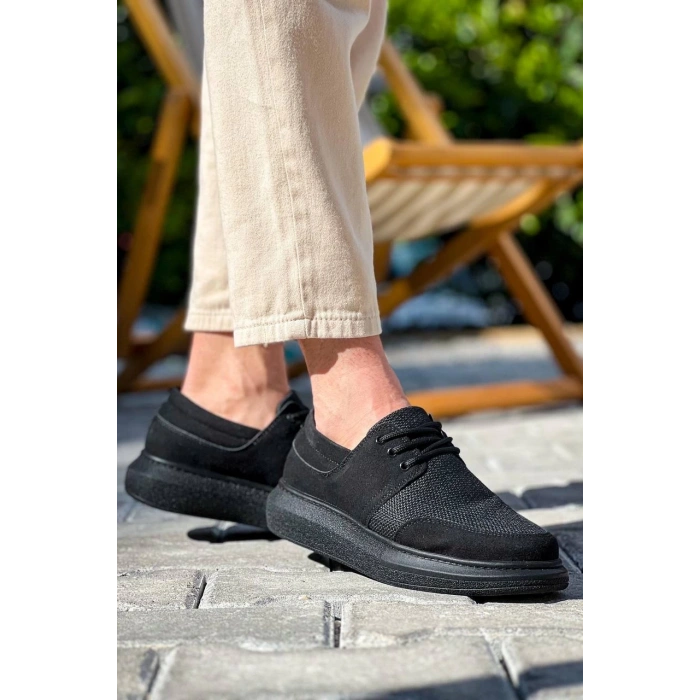 KB-042  Kuback Bağcıklı  Siyah Deri Tozu Siyah Taban Günlük Erkek Ayakkabı