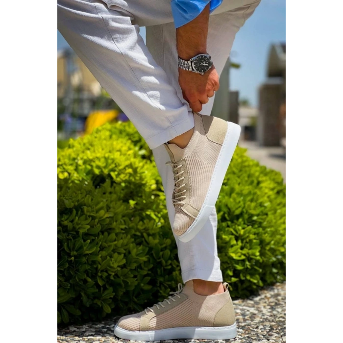 KB-112   Kuback Bej Triko Bağcıklı  Günlük Erkek  Ayakkabı