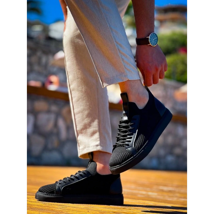 KB-112  Kuback Siyah Siyah TabanTriko Bağcıklı  Günlük Erkek  Ayakkabı