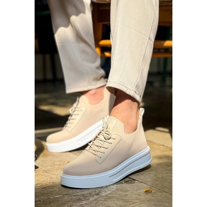 KB-116 Kuback Bej Bağcıklı Triko Günlük Erkek Ayakkabı