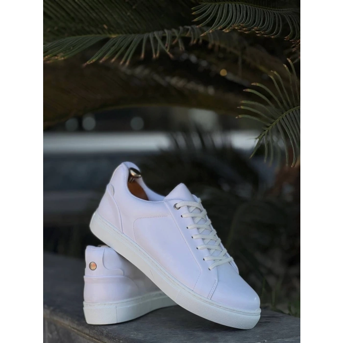 KB-BX1  Kuback Beyaz Cilt Yüksek Beyaz Taban Günlük Erkek Ayakkabı