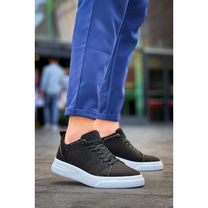 KB-X204 Kuback Siyah Keten Beyaz Yüksek Taban Günlük Erkek Spor Ayakkabı