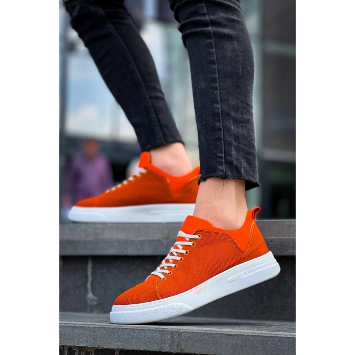 KB-X204 Kuback Turuncu Keten Beyaz Yüksek Taban Günlük Erkek Spor Ayakkabı