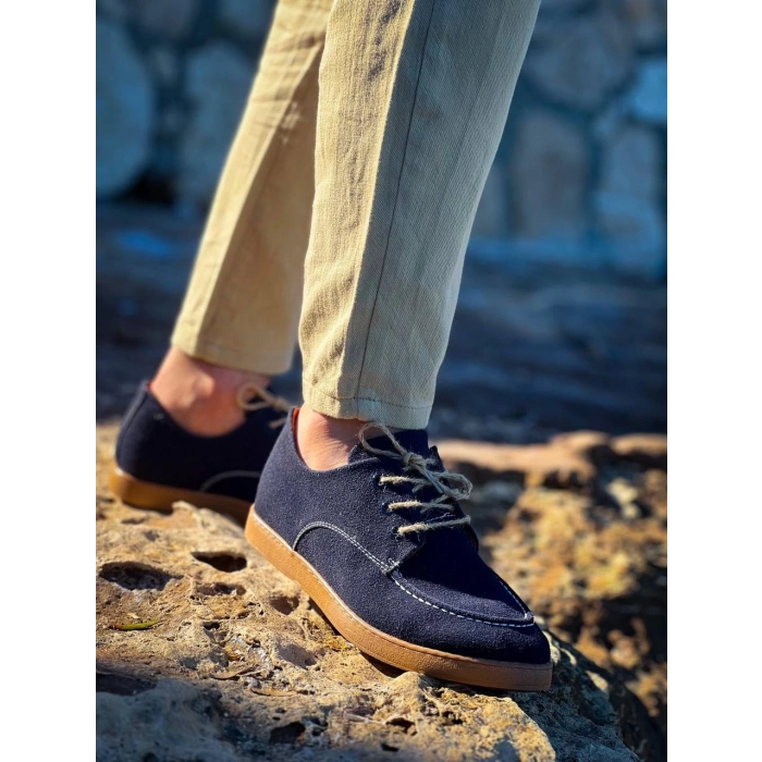 KB-X5 Kuback Lacivert  Süet Bağcıklı  Günlük Erkek Ayakkabı