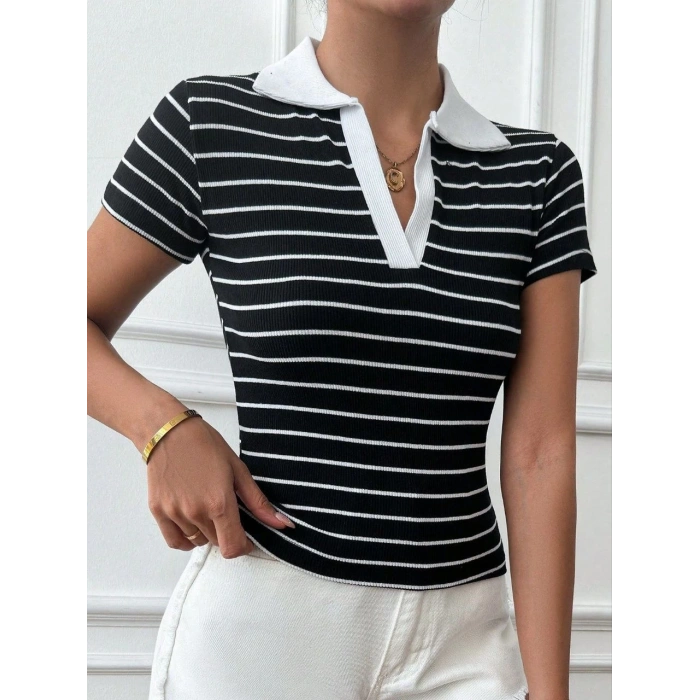 Polo yaka garnili bluz