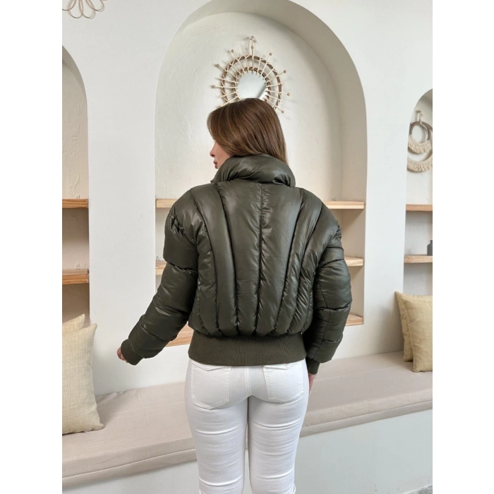 Puffer kısa mont haki st25534