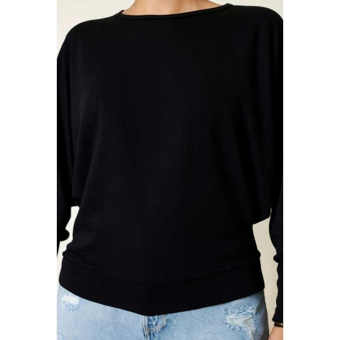 Yarasa Kol Salaş Bluz siyah T4273