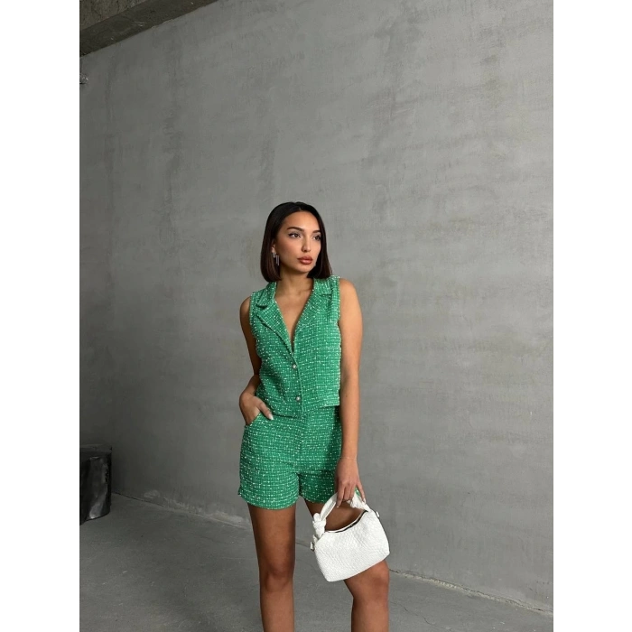 Yelekli şort takım Yeşil