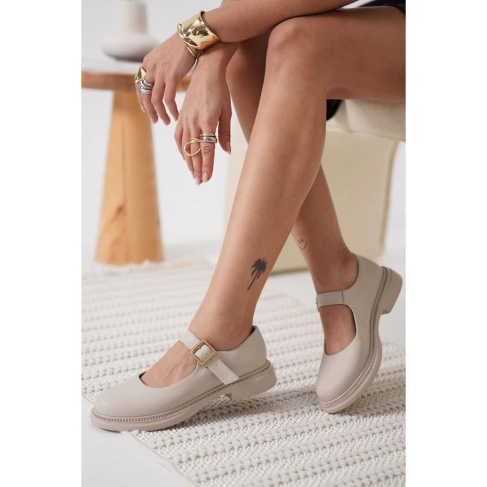 Yokox Bej Cilt Oxford Ayakkabı