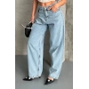 Baggy kar yıkama buz mavi jeans pantolon d2007
