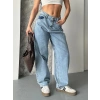 Baggy kar yıkama orta mavi jeans pantolon d2007