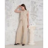 Broşlu yelek pantolon takım bej s255821