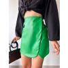 Cep detaylı oval kapaklı deri etek yeşil h240048