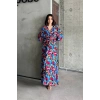 Dokuma baskılı yarasa kol elbise s8124