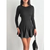 Eteği kloş crep mini elbise s1267