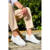 KB-114  Kuback Beyaz Triko Yüksek Taban Bağcıksız Günlük Erkek Ayakkabı