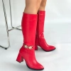 Mooni Kırmızı Cilt Topuklu Çizme