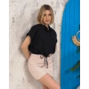 Sıfır kollu bağlamalı crop gömlek siyah s255359