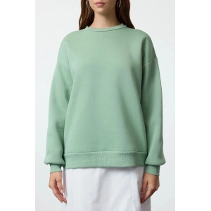 3 iplik şardonlu bisiklet yaka sweatshirt mint
