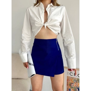 Gabardin fermuarlı şort etek S24906