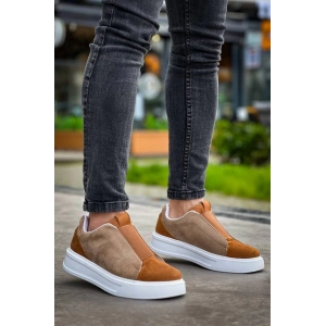 KB-007  Kuback  Vizon Taba Yüksek Taban Tek Bant Bağcıksız Günlük Erkek Ayakkabı