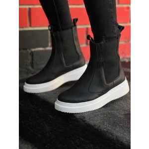 KB-0992  Kuback Siyah Cilt  Yüksek Taban  Lastikli Erkek Bot