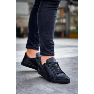 KB-122  Kuback Siyah Cilt Siyah Yüksek Taban Bağcıklı Günlük Erkek Ayakkabı