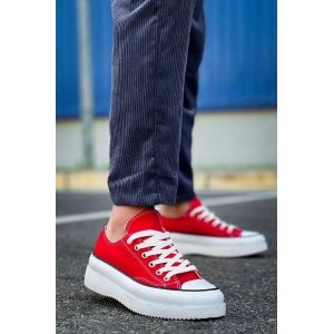 KB-CX-3 Kuback Kısa Kırmızı Keten Beyaz Yüksek Taban Spor Ayakkabı